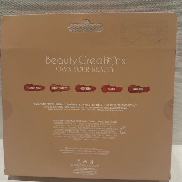 Beauty Creations Romance 5 Matte Lipsticks. Bare and naturals. - Picture 2 of 4